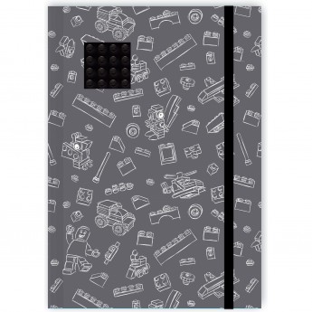 Книга для записей с резинкой и пластиной LEGO, черно-серая (96 листов) 51841L